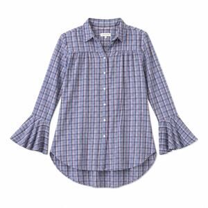NWT Treasure & Bond Nordstrom Plaid Bell Sleeve Button-Up Blouse – Size Medium
